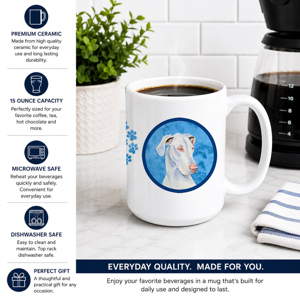 Blue Great Dane Ceramic Coffee Mug 15 oz Decorative Large C Handle Mug Cup for Tea, Cocoa Hot Chocolate