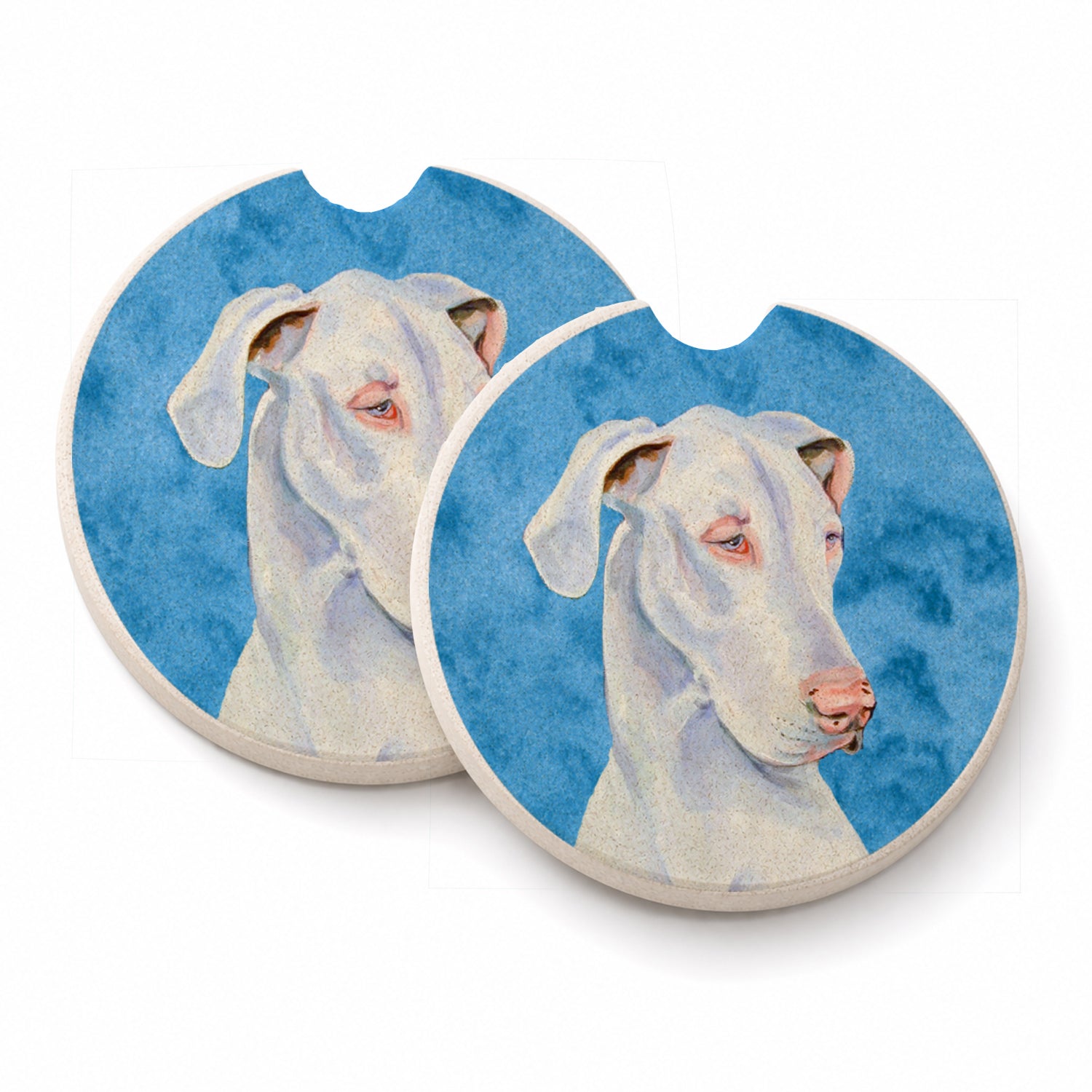 Blue Great Dane Set of 2 Cup Holder Car Coasters Absorbent Round Sandstone Coasters Gifts for Men or Women, 2.5, Multicolor