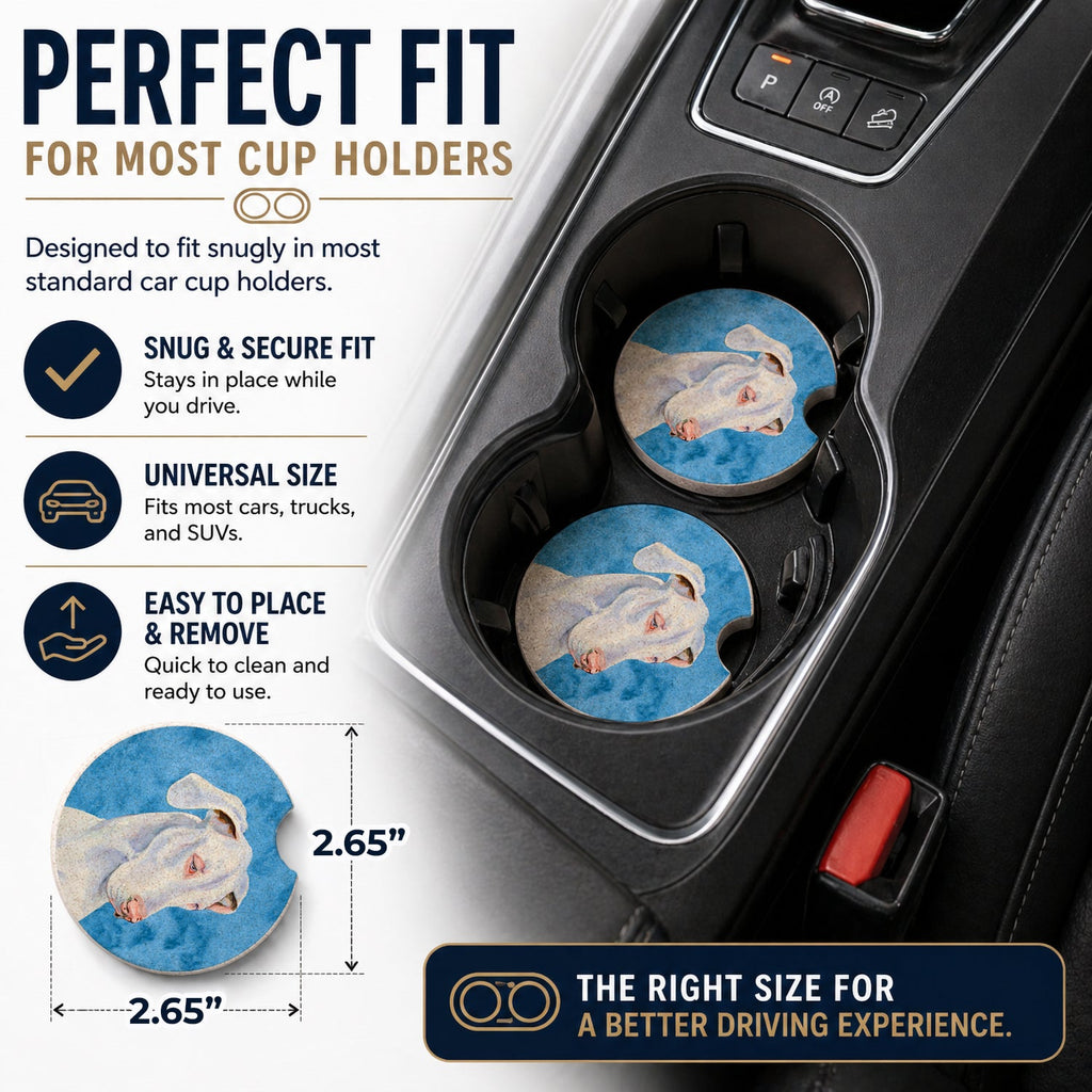 Blue Great Dane Set of 2 Cup Holder Car Coasters Absorbent Round Sandstone Coasters Gifts for Men or Women, 2.5, Multicolor