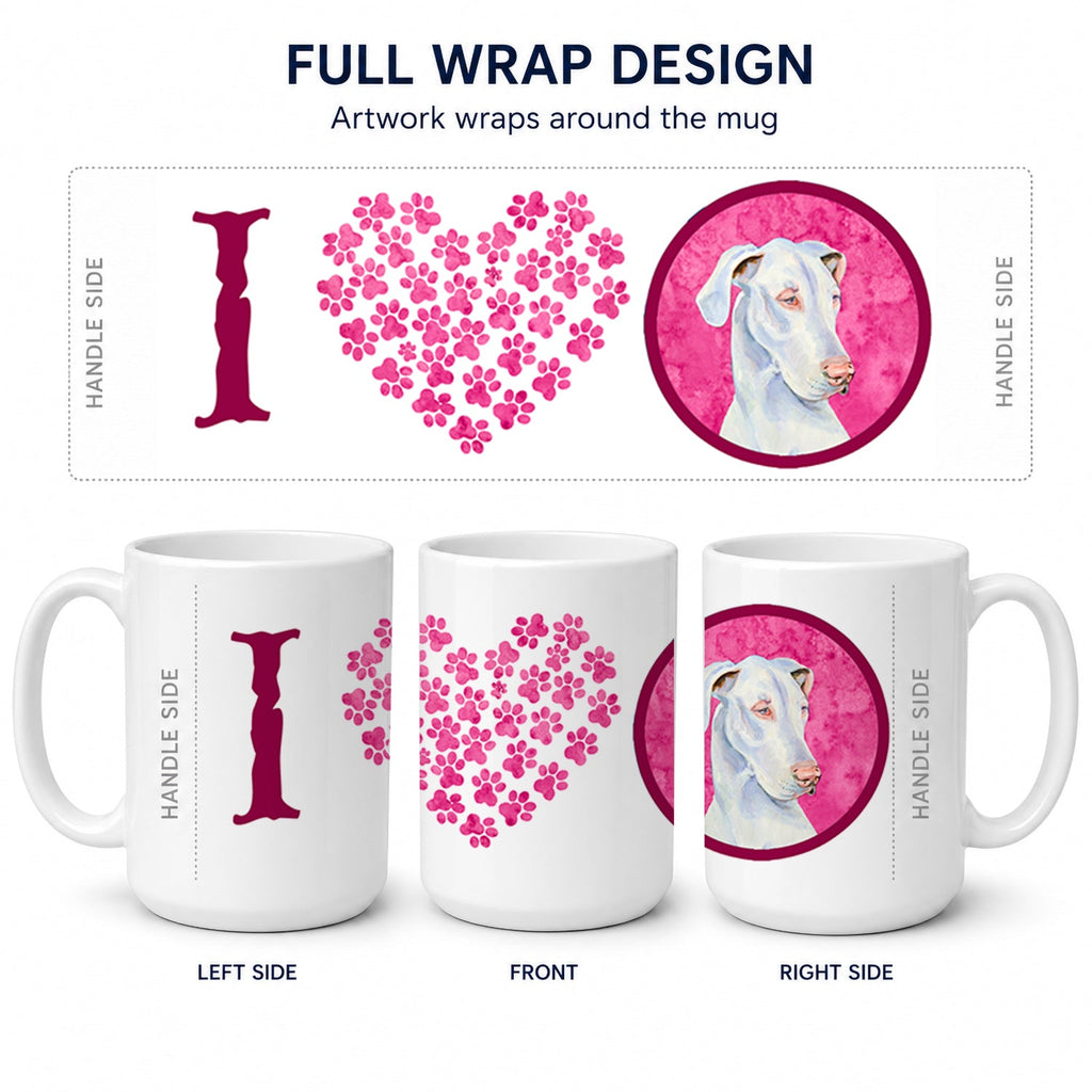 Pink Great Dane Ceramic Coffee Mug 15 oz Decorative Large C Handle Mug Cup for Tea, Cocoa Hot Chocolate