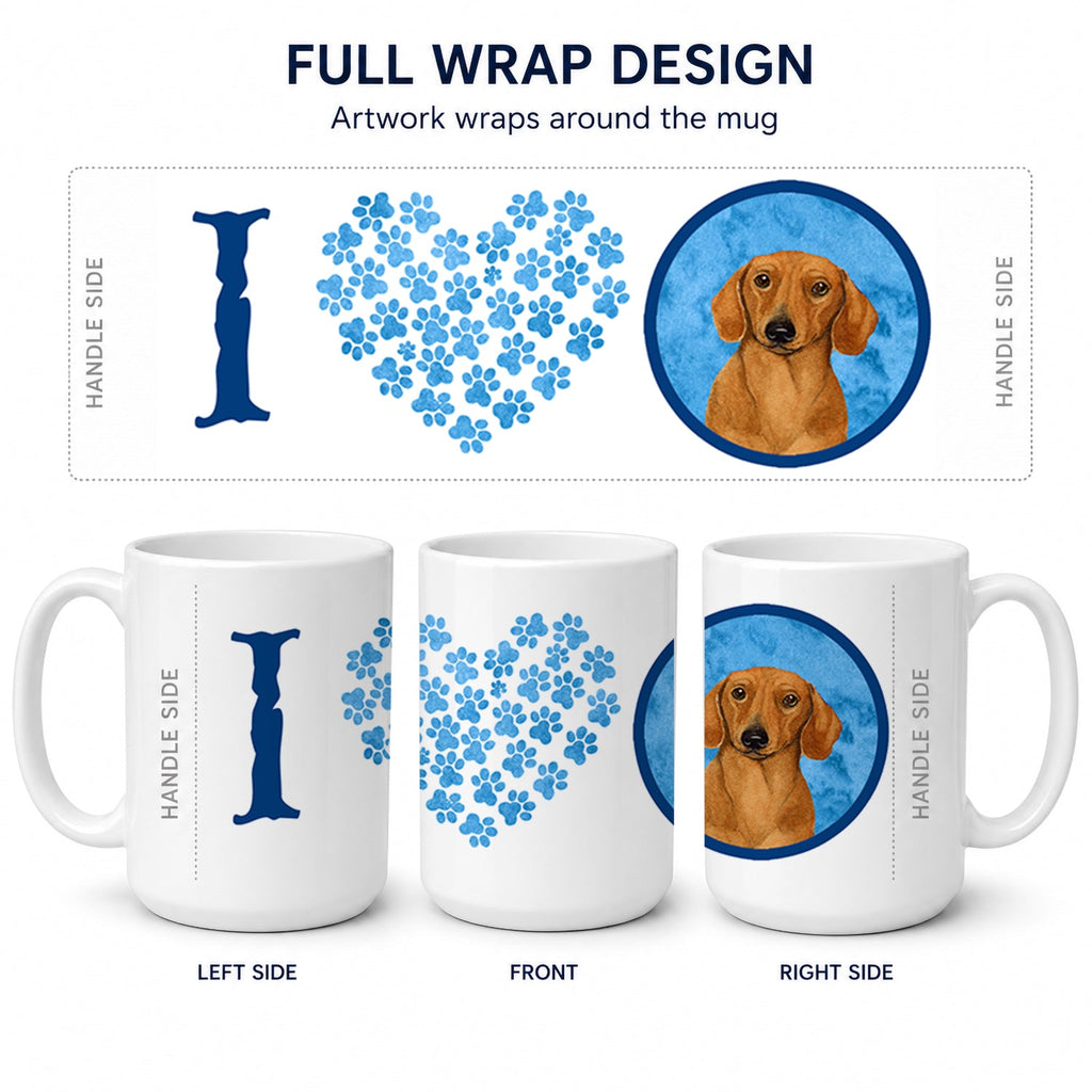 Blue Dachshund Ceramic Coffee Mug 15 oz Decorative Large C Handle Mug Cup for Tea, Cocoa Hot Chocolate