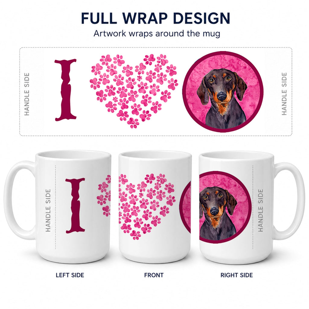 Pink Dachshund Ceramic Coffee Mug 15 oz Decorative Large C Handle Mug Cup for Tea, Cocoa Hot Chocolate
