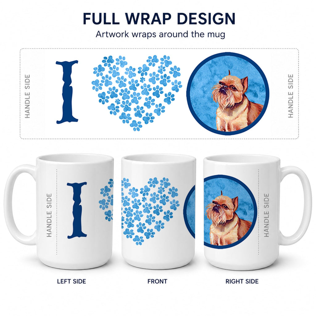 Blue Brussels Griffon Ceramic Coffee Mug 15 oz Decorative Large C Handle Mug Cup for Tea, Cocoa Hot Chocolate