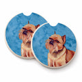 Blue Brussels Griffon Set of 2 Cup Holder Car Coasters Absorbent Round Sandstone Coasters Gifts for Men or Women, 2.5, Multicolor