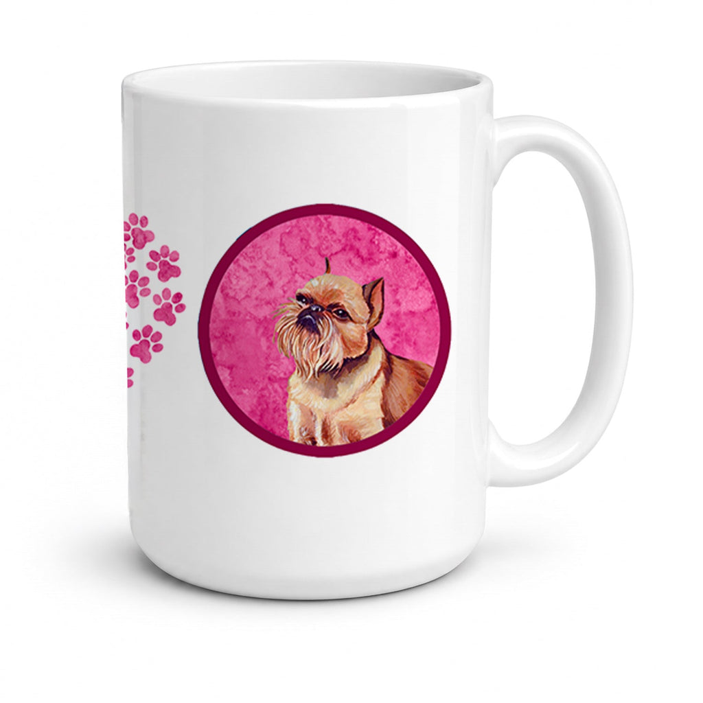 Pink Brussels Griffon Ceramic Coffee Mug 15 oz Decorative Large C Handle Mug Cup for Tea, Cocoa Hot Chocolate