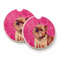 Pink Brussels Griffon Set of 2 Cup Holder Car Coasters Absorbent Round Sandstone Coasters Gifts for Men or Women, 2.5, Multicolor
