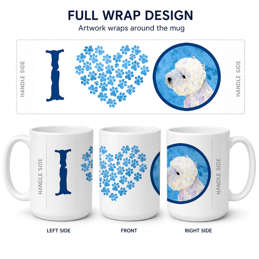 Blue Westie Ceramic Coffee Mug 15 oz Decorative Large C Handle Mug Cup for Tea, Cocoa Hot Chocolate