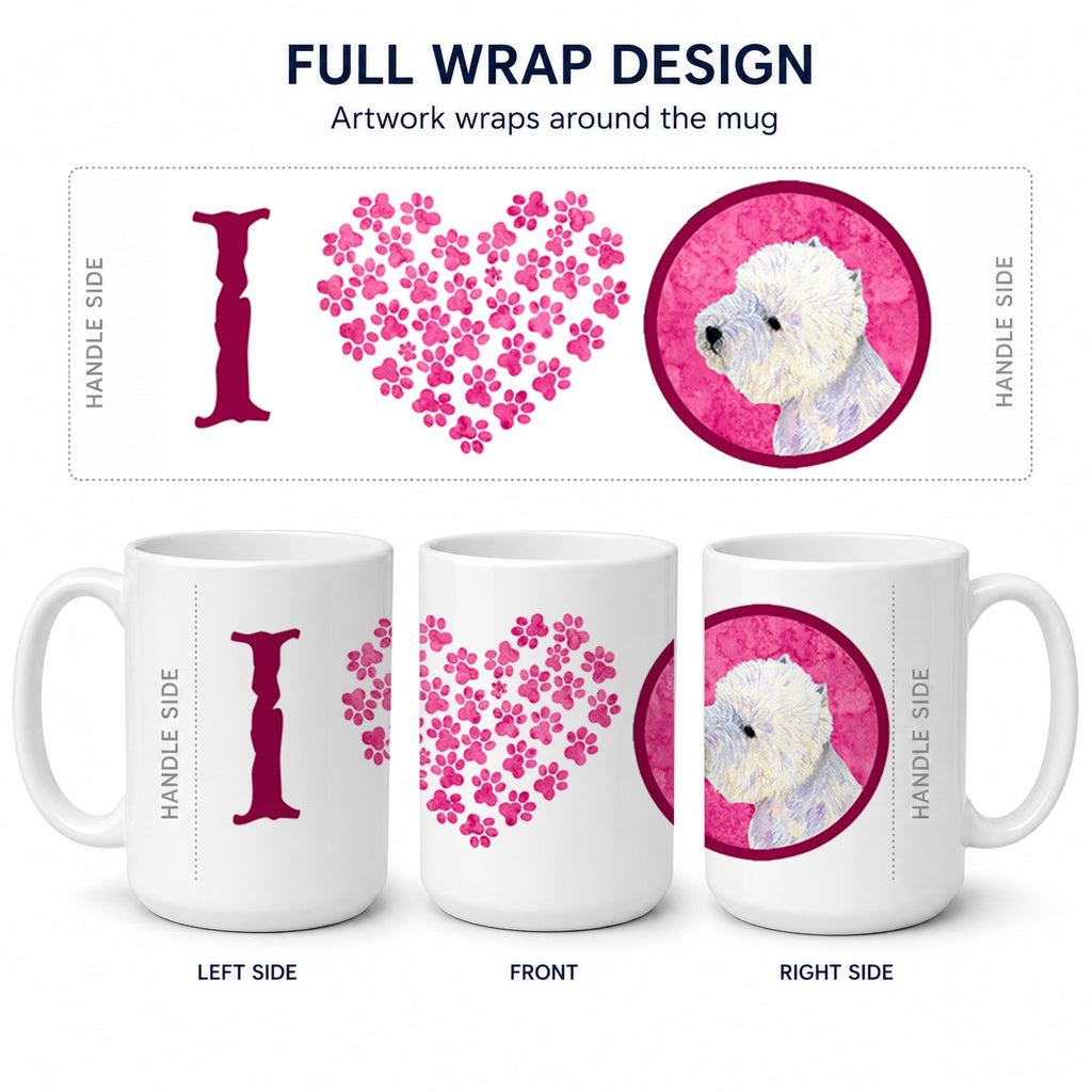 Pink Westie Ceramic Coffee Mug 15 oz Decorative Large C Handle Mug Cup for Tea, Cocoa Hot Chocolate