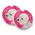 Pink Westie Set of 2 Cup Holder Car Coasters Absorbent Round Sandstone Coasters Gifts for Men or Women, 2.5, Multicolor