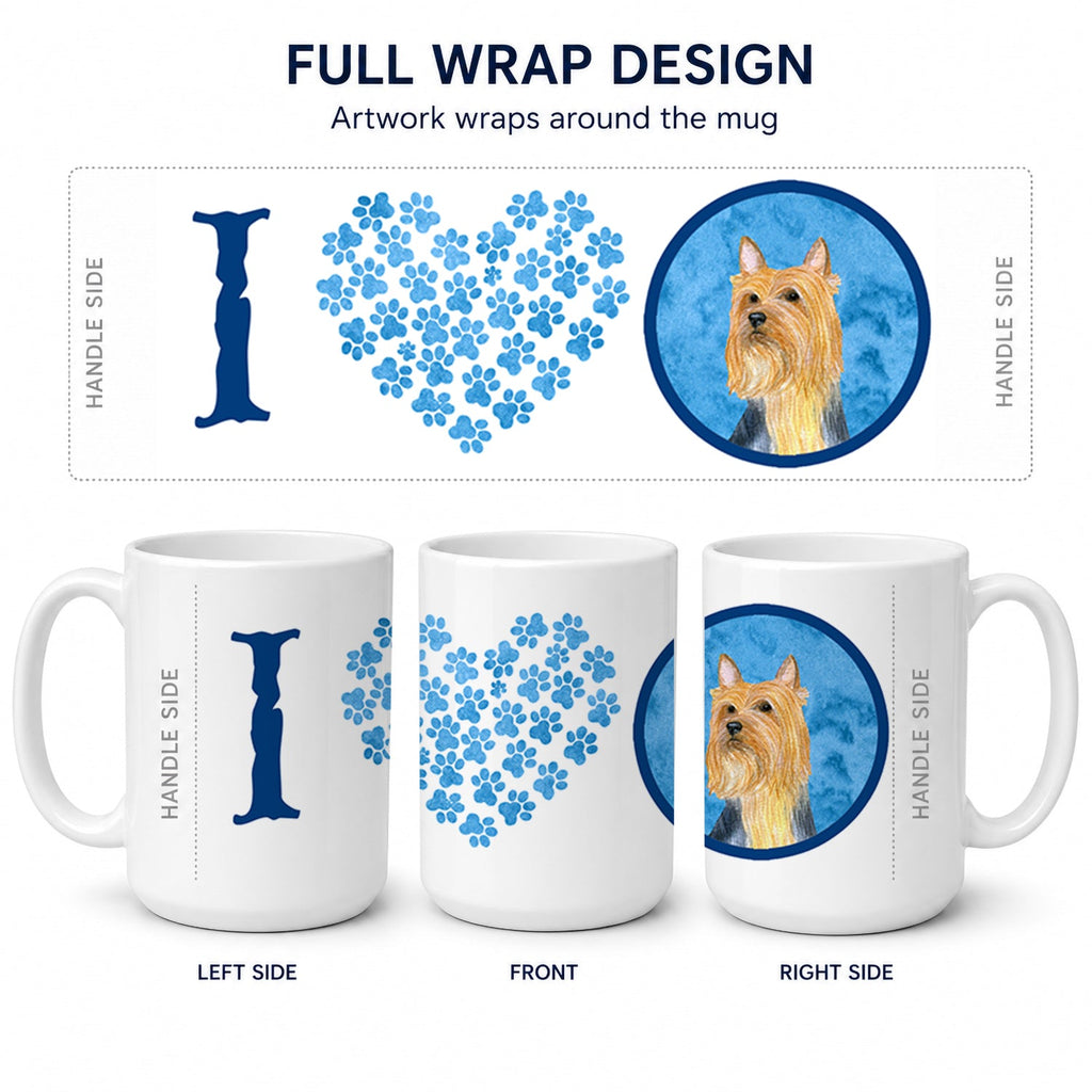 Blue Silky Terrier Ceramic Coffee Mug 15 oz Decorative Large C Handle Mug Cup for Tea, Cocoa Hot Chocolate