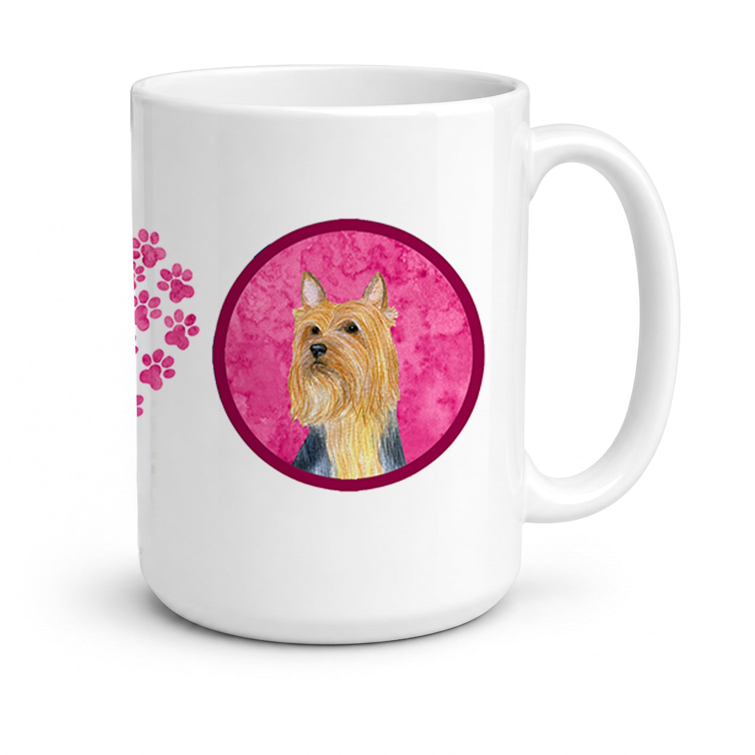 Pink Silky Terrier Ceramic Coffee Mug 15 oz Decorative Large C Handle Mug Cup for Tea, Cocoa Hot Chocolate