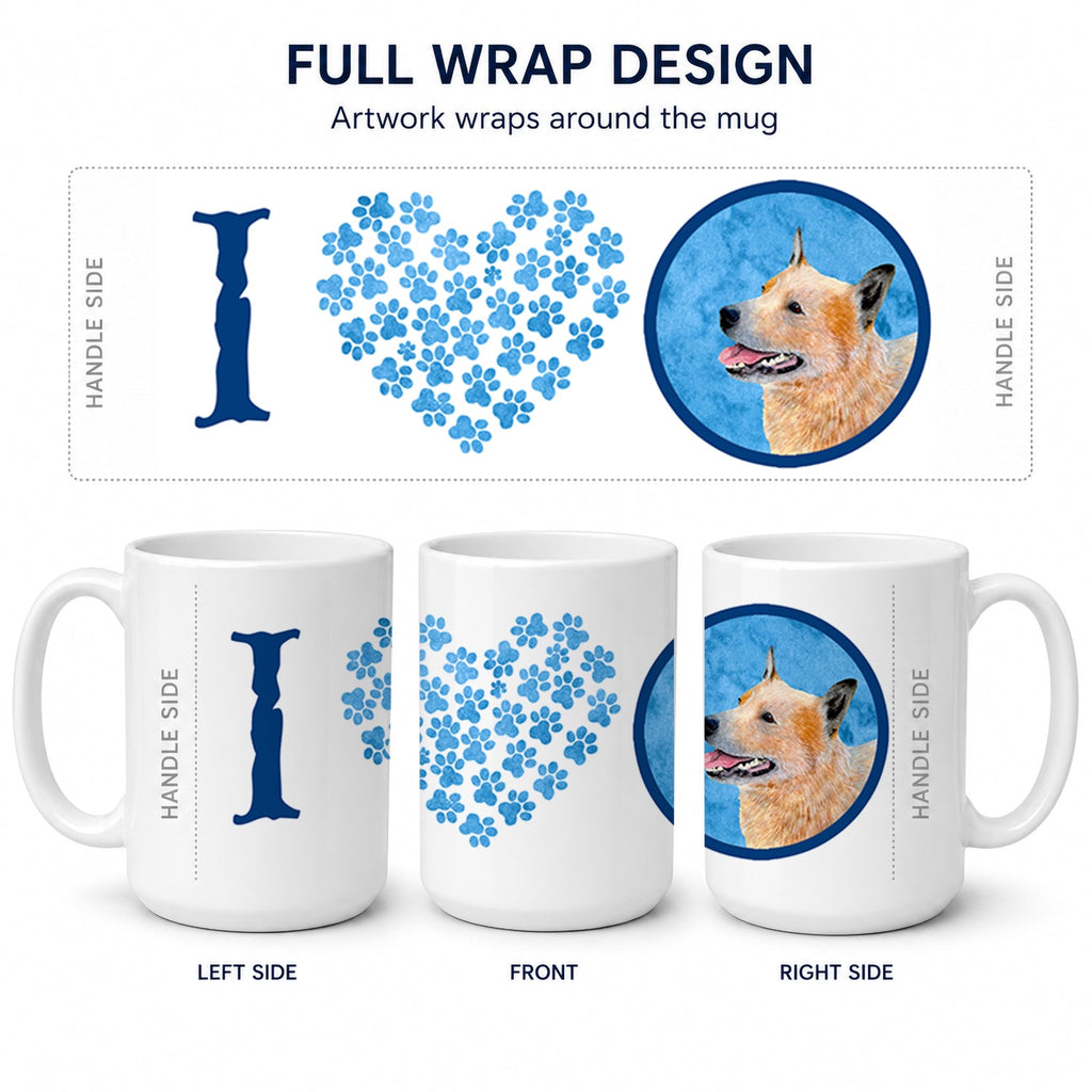 Blue Australian Cattle Dog Ceramic Coffee Mug 15 oz Decorative Large C Handle Mug Cup for Tea, Cocoa Hot Chocolate