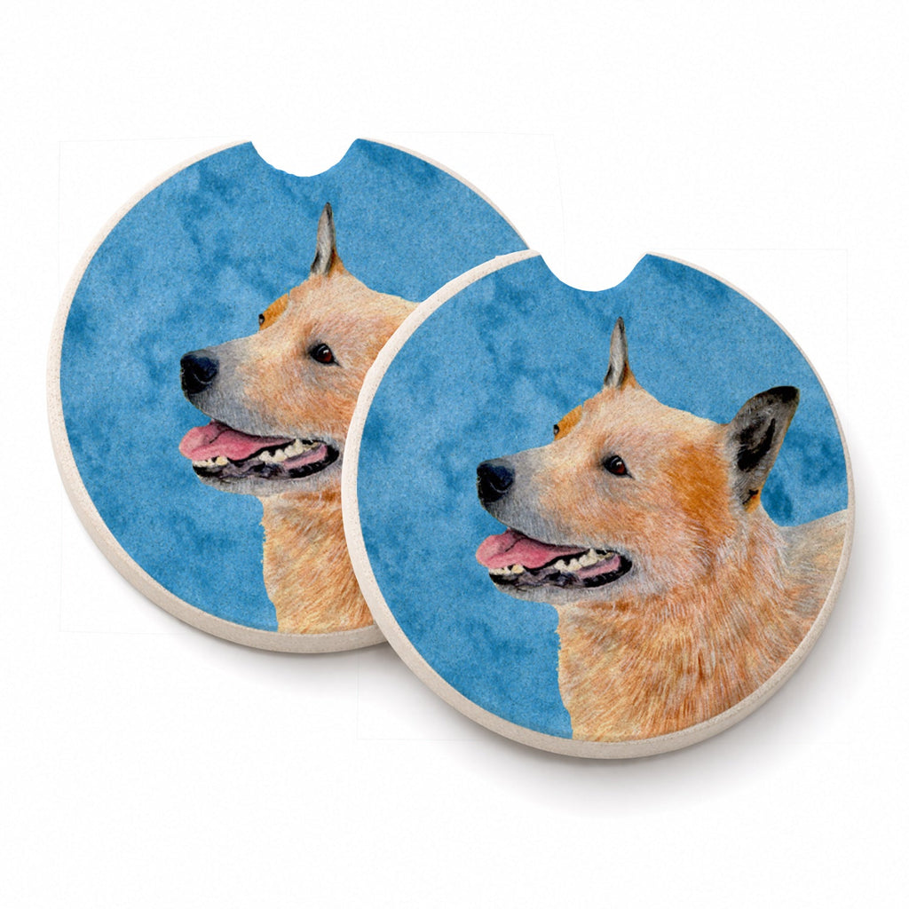 Blue Australian Cattle Dog Set of 2 Cup Holder Car Coasters Absorbent Round Sandstone Coasters Gifts for Men or Women, 2.5, Multicolor