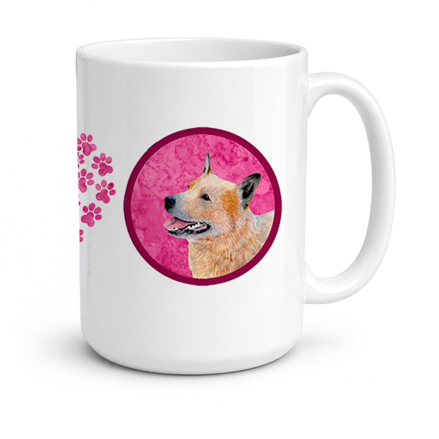 Pink Australian Cattle Dog Ceramic Coffee Mug 15 oz Decorative Large C Handle Mug Cup for Tea, Cocoa Hot Chocolate