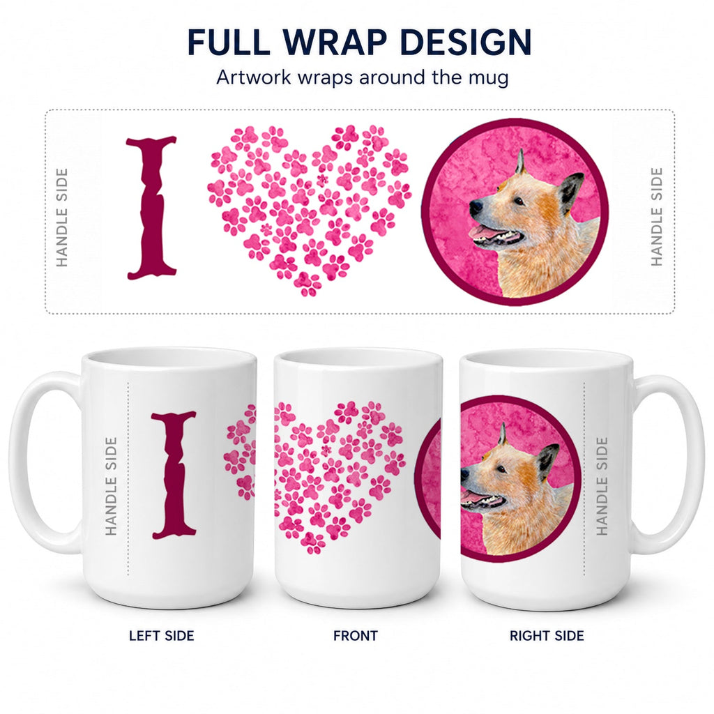 Pink Australian Cattle Dog Ceramic Coffee Mug 15 oz Decorative Large C Handle Mug Cup for Tea, Cocoa Hot Chocolate