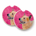 Pink Australian Cattle Dog Set of 2 Cup Holder Car Coasters Absorbent Round Sandstone Coasters Gifts for Men or Women, 2.5, Multicolor