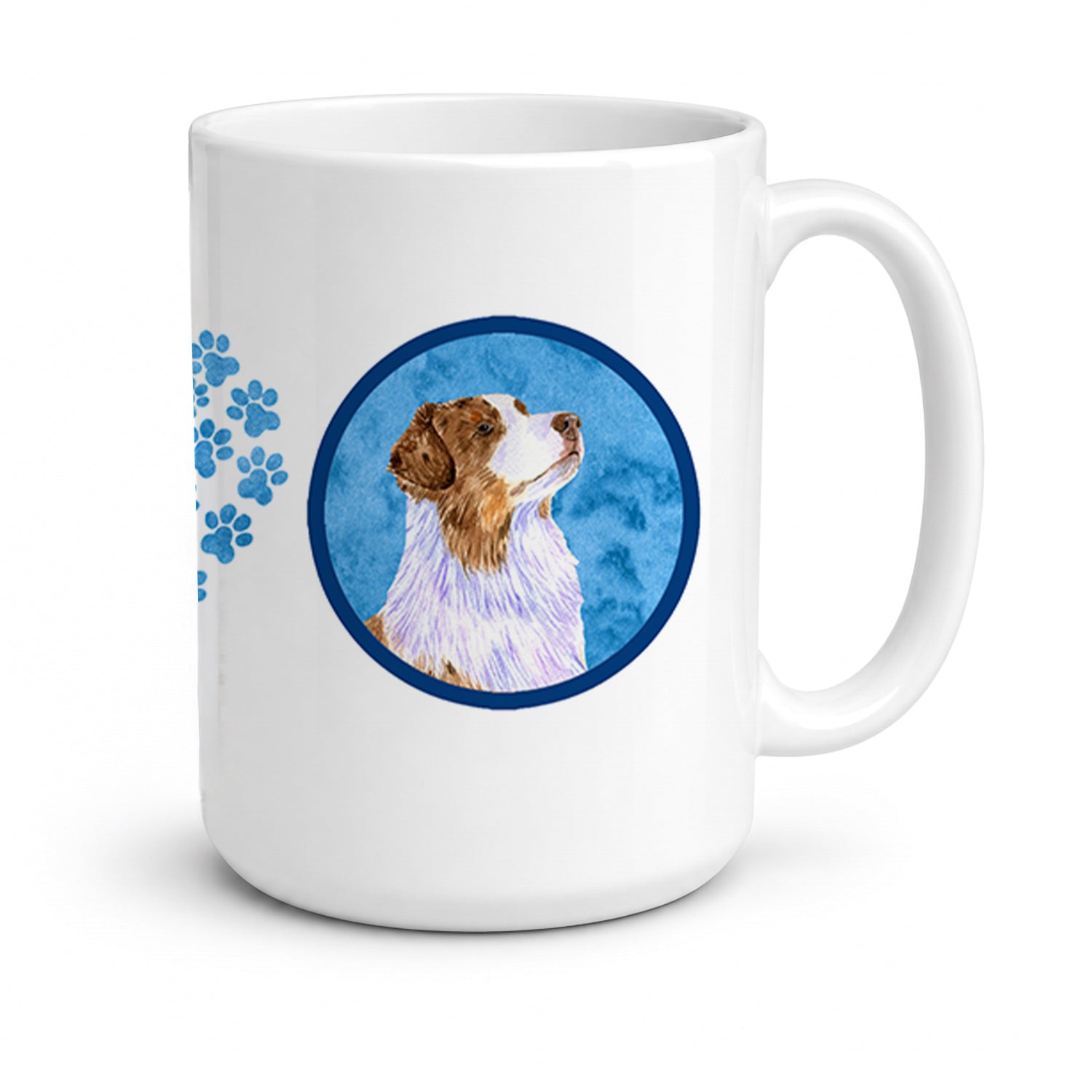 Blue Australian Shepherd Ceramic Coffee Mug 15 oz Decorative Large C Handle Mug Cup for Tea, Cocoa Hot Chocolate