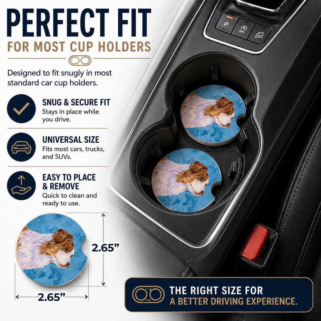 Blue Australian Shepherd Set of 2 Cup Holder Car Coasters Absorbent Round Sandstone Coasters Gifts for Men or Women, 2.5, Multicolor
