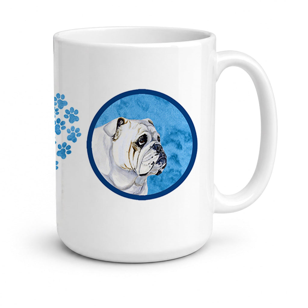 Blue Bulldog English Ceramic Coffee Mug 15 oz Decorative Large C Handle Mug Cup for Tea, Cocoa Hot Chocolate