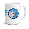 Blue Bulldog English Ceramic Coffee Mug 15 oz Decorative Large C Handle Mug Cup for Tea, Cocoa Hot Chocolate