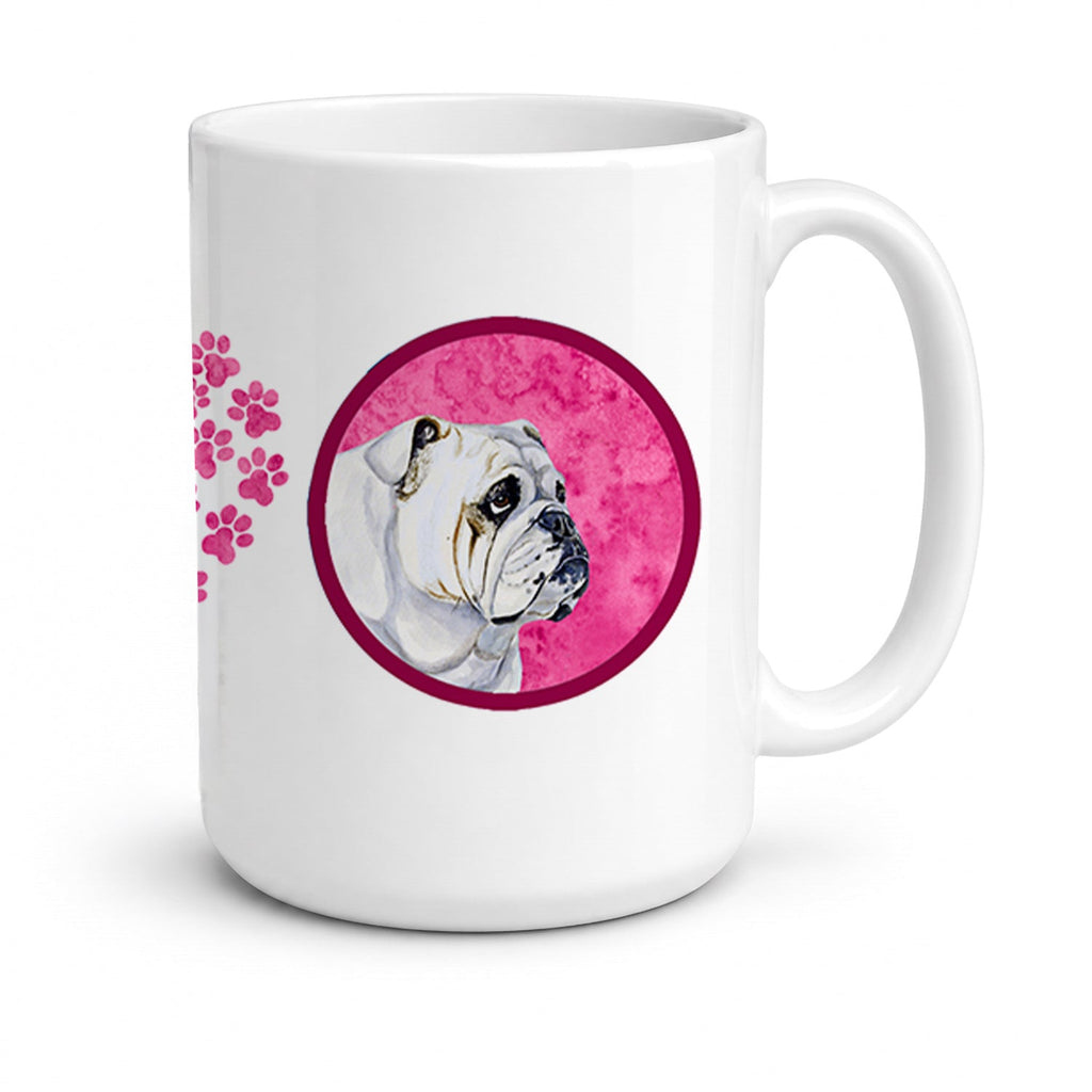 Pink Bulldog English Ceramic Coffee Mug 15 oz Decorative Large C Handle Mug Cup for Tea, Cocoa Hot Chocolate