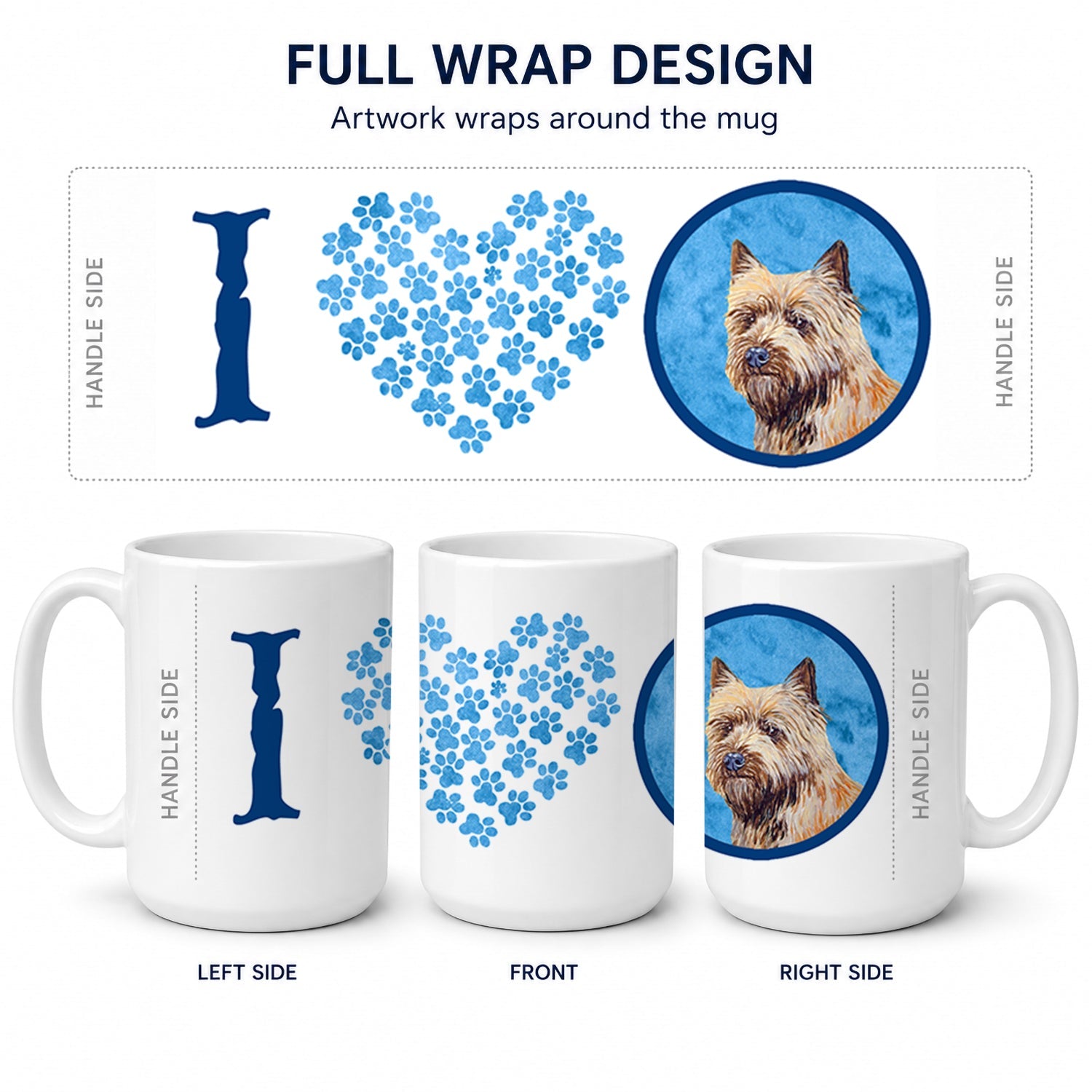 Blue Cairn Terrier Ceramic Coffee Mug 15 oz Decorative Large C Handle Mug Cup for Tea, Cocoa Hot Chocolate