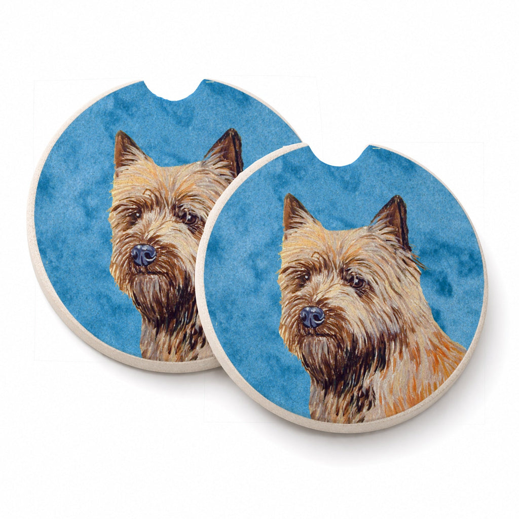 Blue Cairn Terrier Set of 2 Cup Holder Car Coasters Absorbent Round Sandstone Coasters Gifts for Men or Women, 2.5, Multicolor