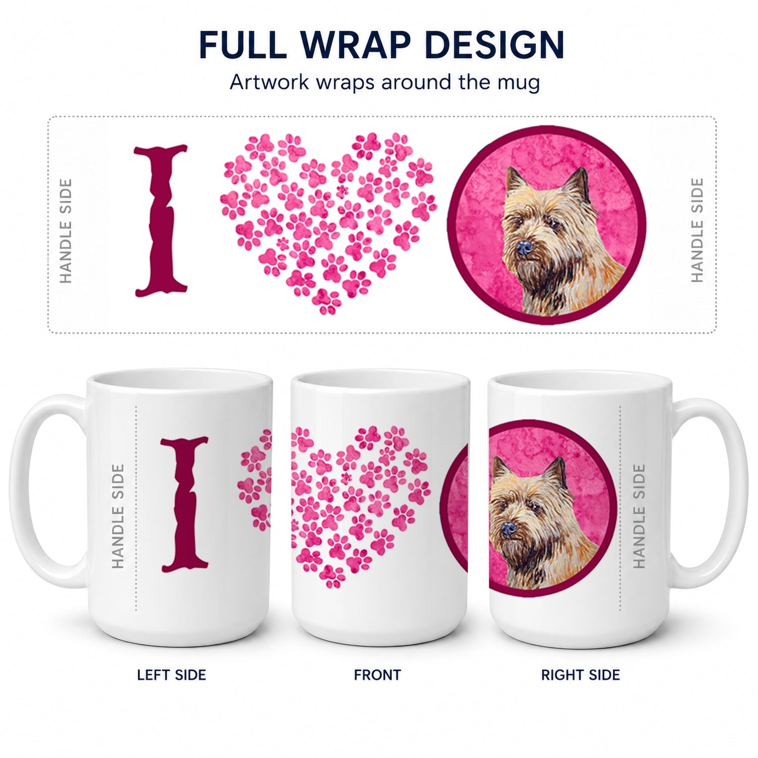 Pink Cairn Terrier Ceramic Coffee Mug 15 oz Decorative Large C Handle Mug Cup for Tea, Cocoa Hot Chocolate
