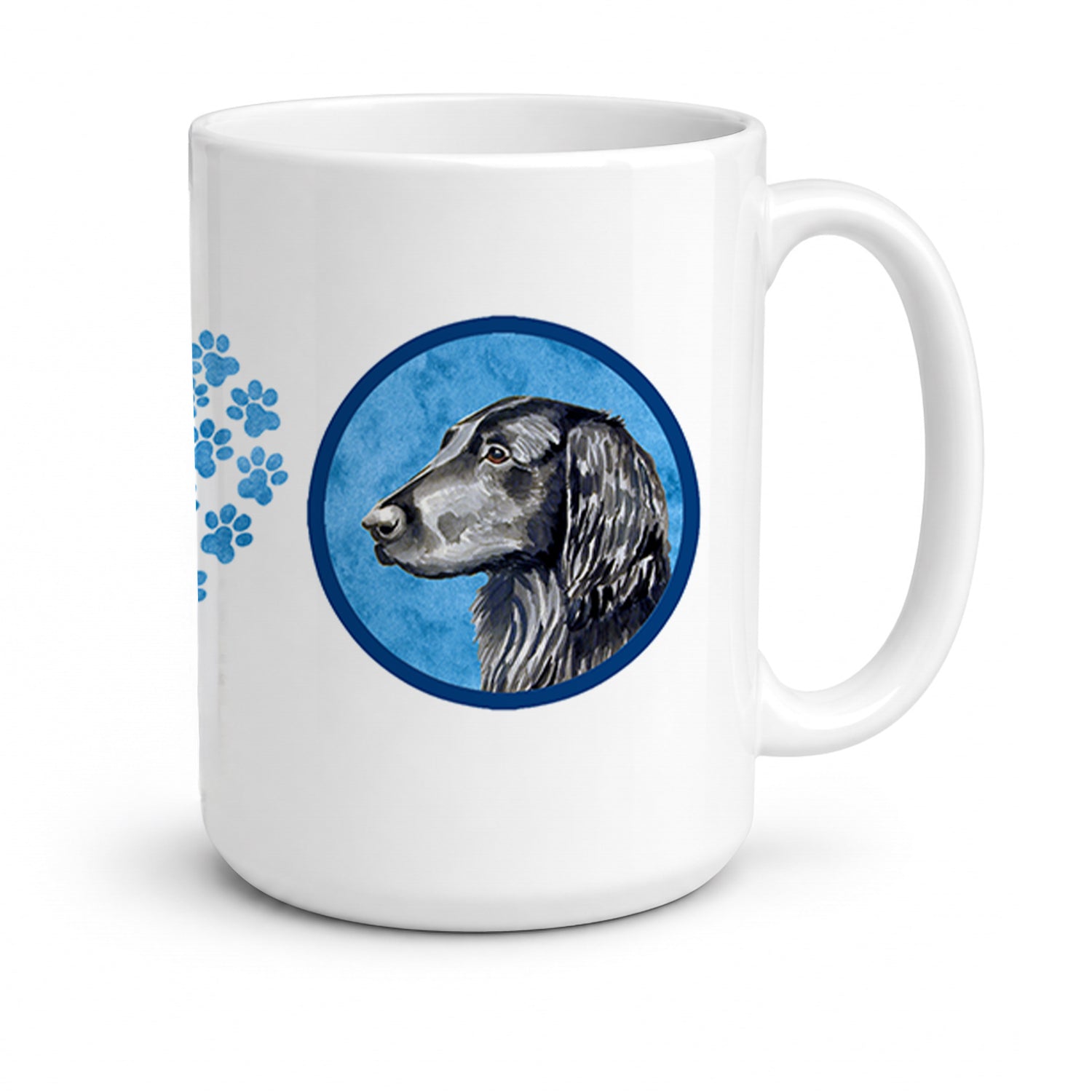Blue Flat Coated Retriever Ceramic Coffee Mug 15 oz Decorative Large C Handle Mug Cup for Tea, Cocoa Hot Chocolate