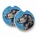 Blue Flat Coated Retriever Set of 2 Cup Holder Car Coasters Absorbent Round Sandstone Coasters Gifts for Men or Women, 2.5, Multicolor