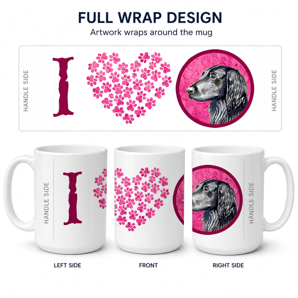 Pink Flat Coated Retriever Ceramic Coffee Mug 15 oz Decorative Large C Handle Mug Cup for Tea, Cocoa Hot Chocolate