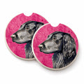 Pink Flat Coated Retriever Set of 2 Cup Holder Car Coasters Absorbent Round Sandstone Coasters Gifts for Men or Women, 2.5, Multicolor