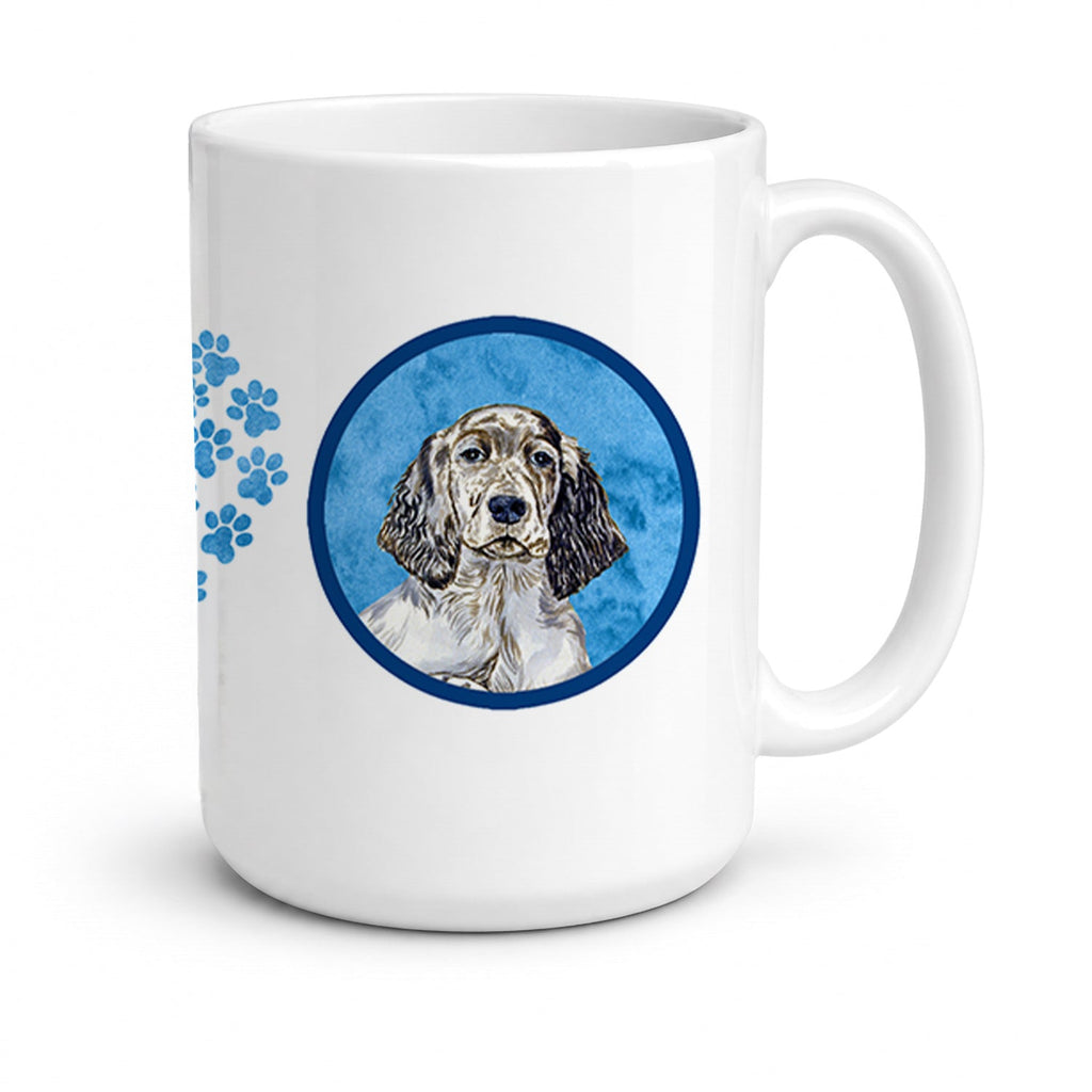 Blue English Setter Ceramic Coffee Mug 15 oz Decorative Large C Handle Mug Cup for Tea, Cocoa Hot Chocolate