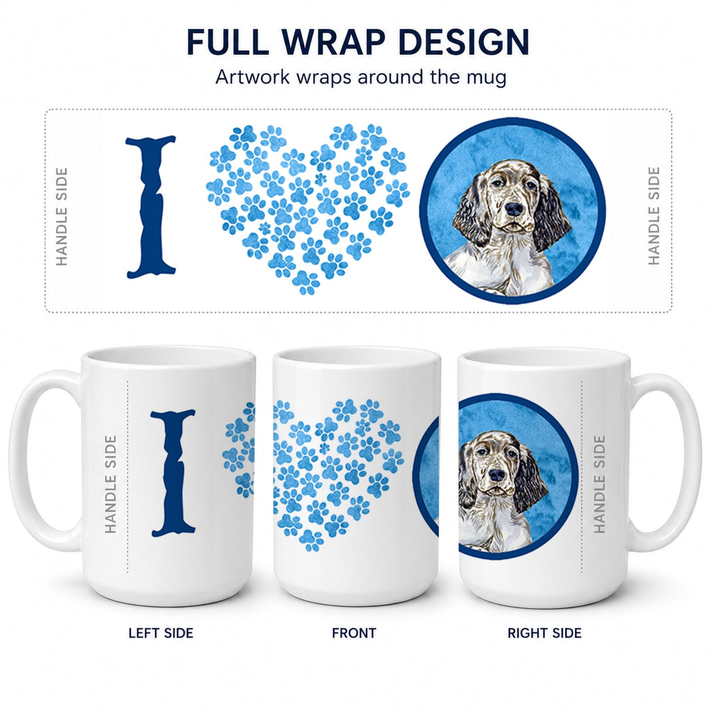 Blue English Setter Ceramic Coffee Mug 15 oz Decorative Large C Handle Mug Cup for Tea, Cocoa Hot Chocolate
