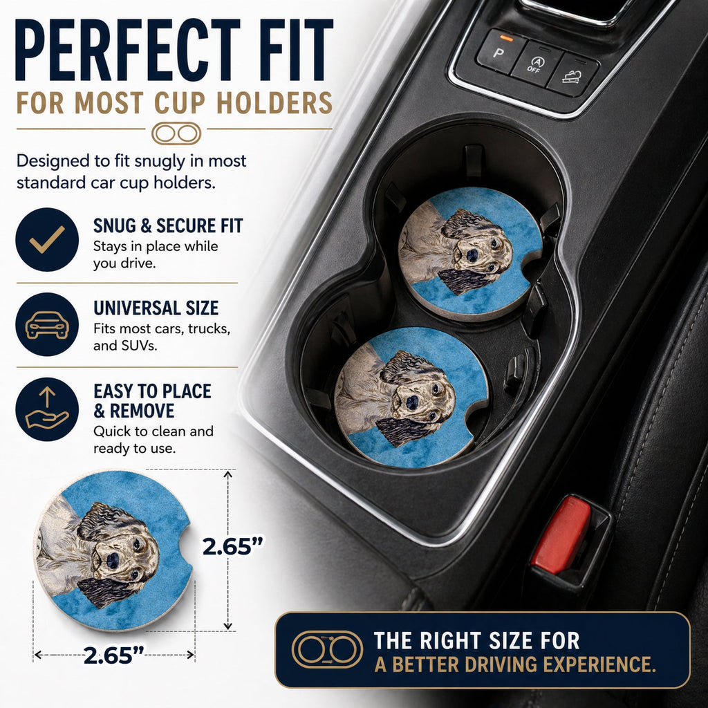 Blue English Setter Set of 2 Cup Holder Car Coasters Absorbent Round Sandstone Coasters Gifts for Men or Women, 2.5, Multicolor