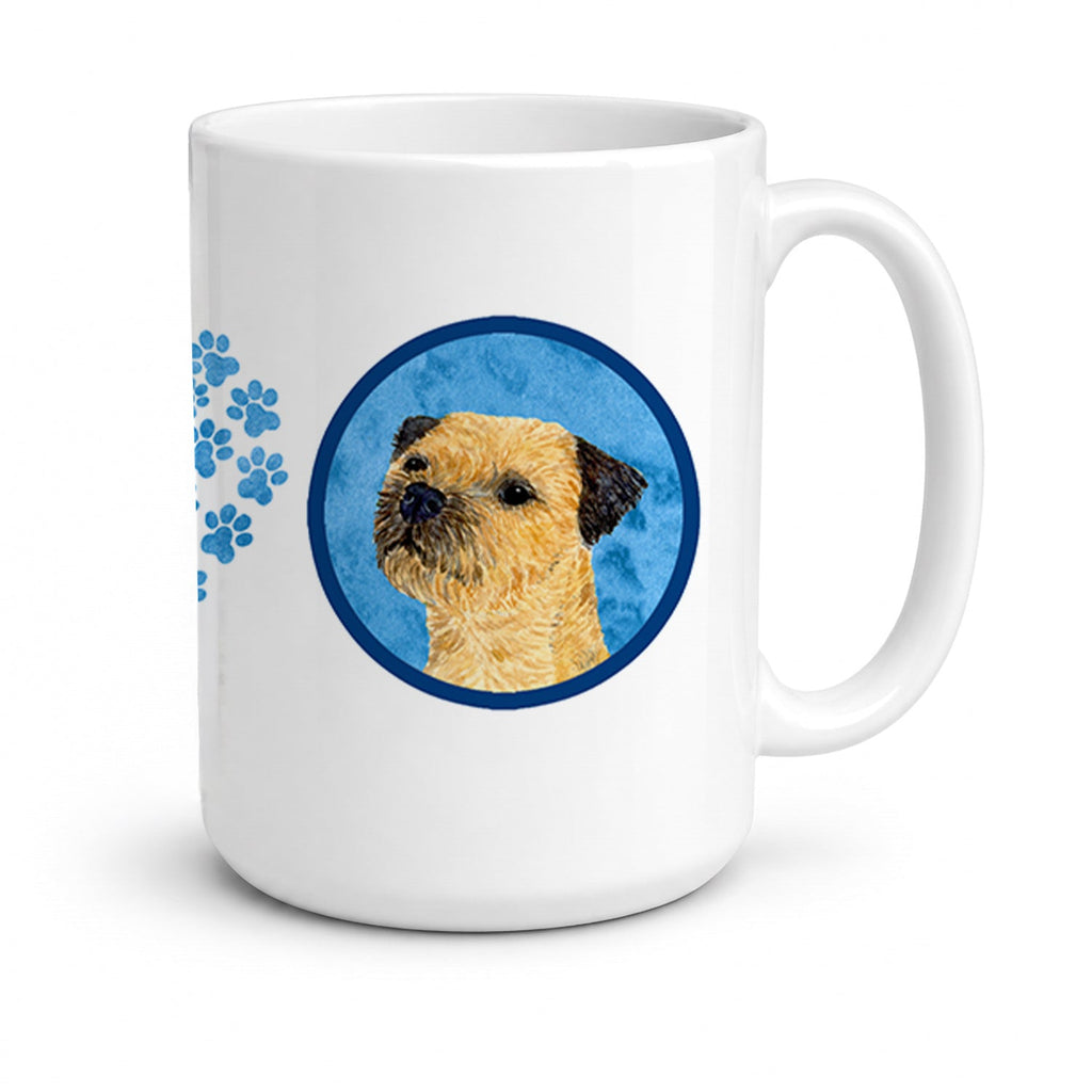 Blue Border Terrier Ceramic Coffee Mug 15 oz Decorative Large C Handle Mug Cup for Tea, Cocoa Hot Chocolate