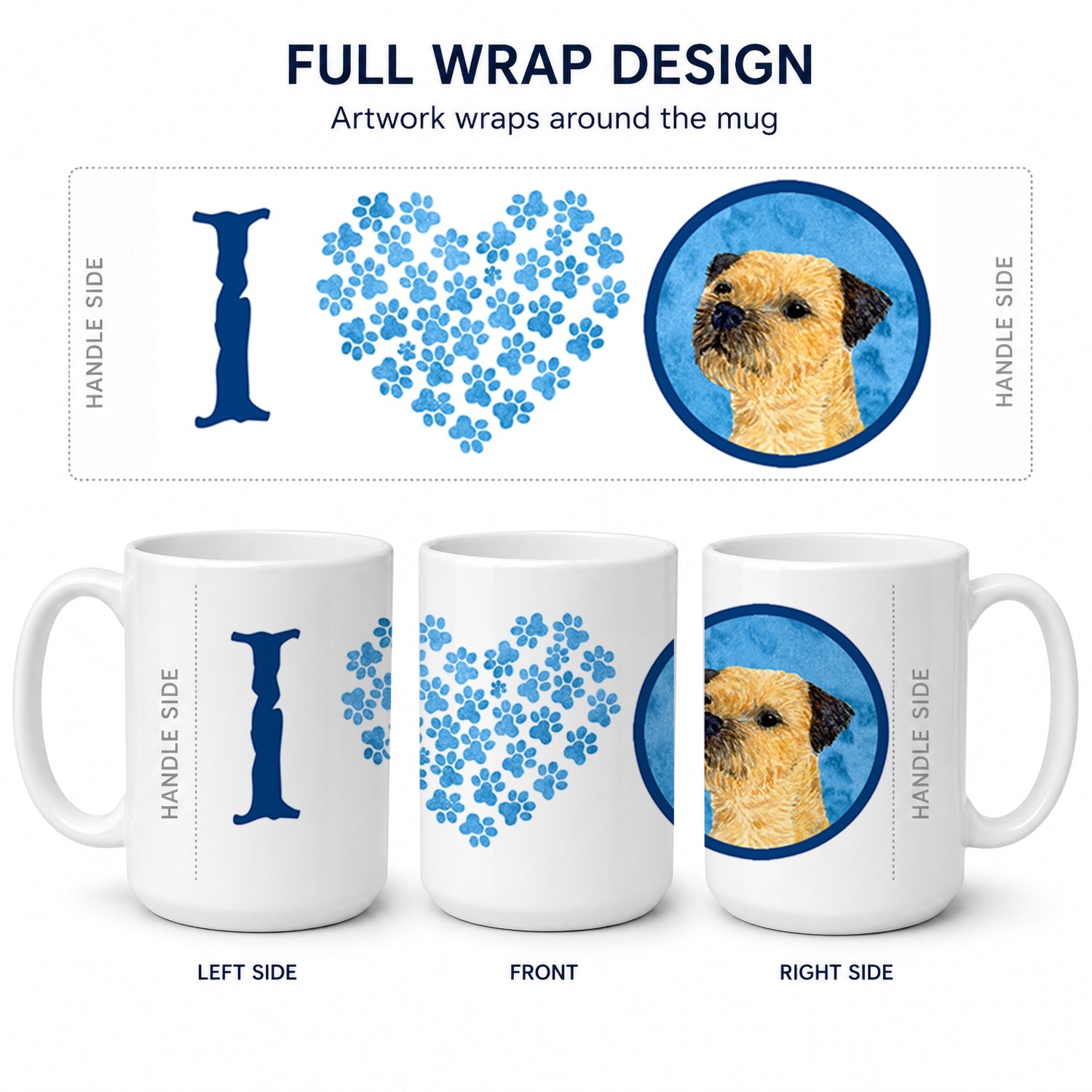 Blue Border Terrier Ceramic Coffee Mug 15 oz Decorative Large C Handle Mug Cup for Tea, Cocoa Hot Chocolate
