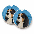 Blue Cavalier Spaniel Set of 2 Cup Holder Car Coasters Absorbent Round Sandstone Coasters Gifts for Men or Women, 2.5, Multicolor