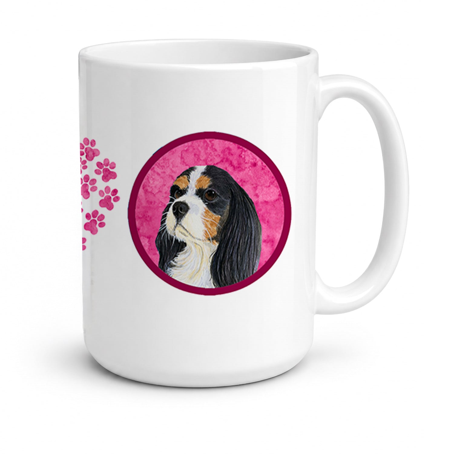 Pink Cavalier Spaniel Ceramic Coffee Mug 15 oz Decorative Large C Handle Mug Cup for Tea, Cocoa Hot Chocolate