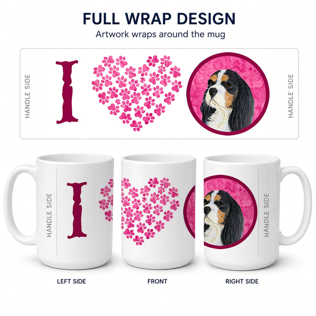Pink Cavalier Spaniel Ceramic Coffee Mug 15 oz Decorative Large C Handle Mug Cup for Tea, Cocoa Hot Chocolate