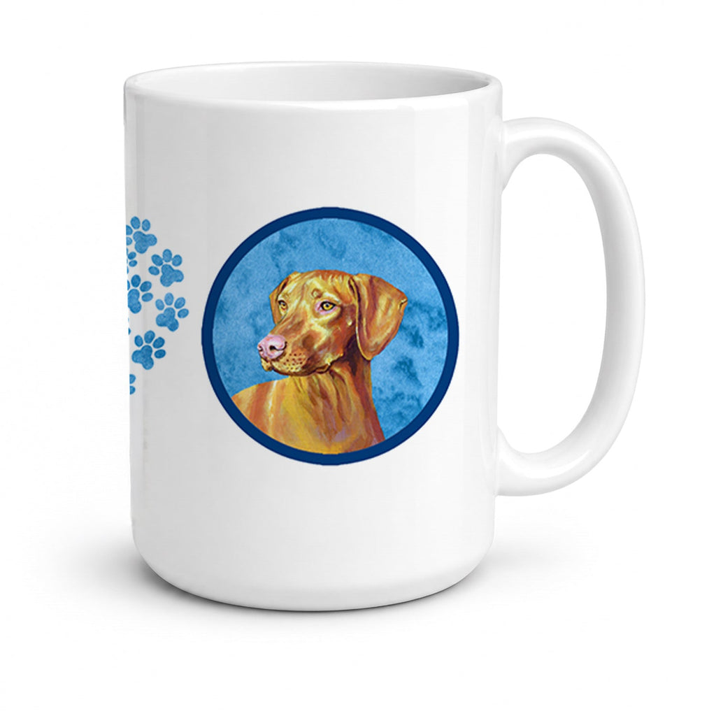 Blue Vizsla Ceramic Coffee Mug 15 oz Decorative Large C Handle Mug Cup for Tea, Cocoa Hot Chocolate