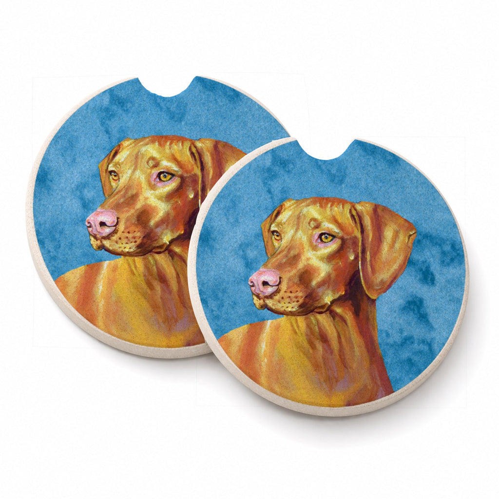 Blue Vizsla Set of 2 Cup Holder Car Coasters Absorbent Round Sandstone Coasters Gifts for Men or Women, 2.5, Multicolor