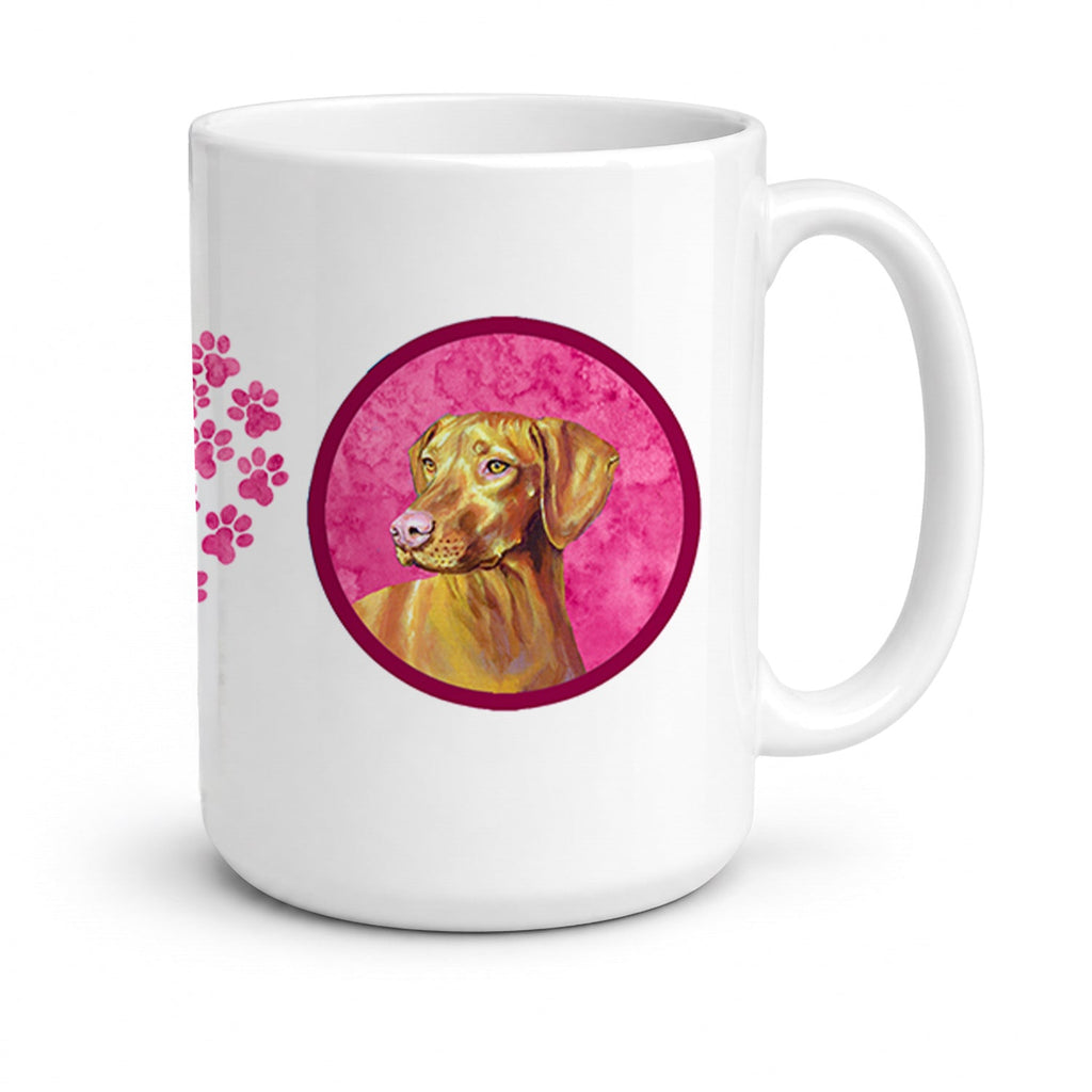 Pink Vizsla Ceramic Coffee Mug 15 oz Decorative Large C Handle Mug Cup for Tea, Cocoa Hot Chocolate
