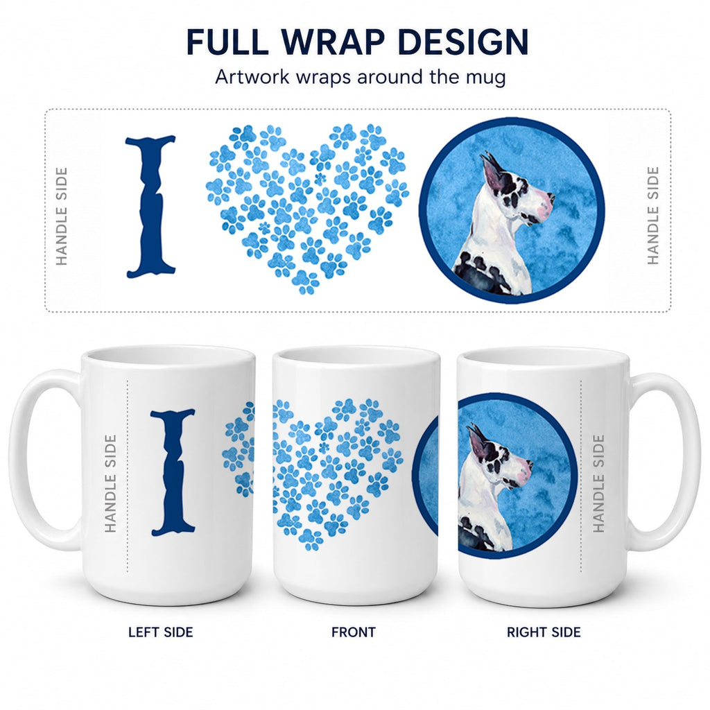 Blue Great Dane Ceramic Coffee Mug 15 oz Decorative Large C Handle Mug Cup for Tea, Cocoa Hot Chocolate