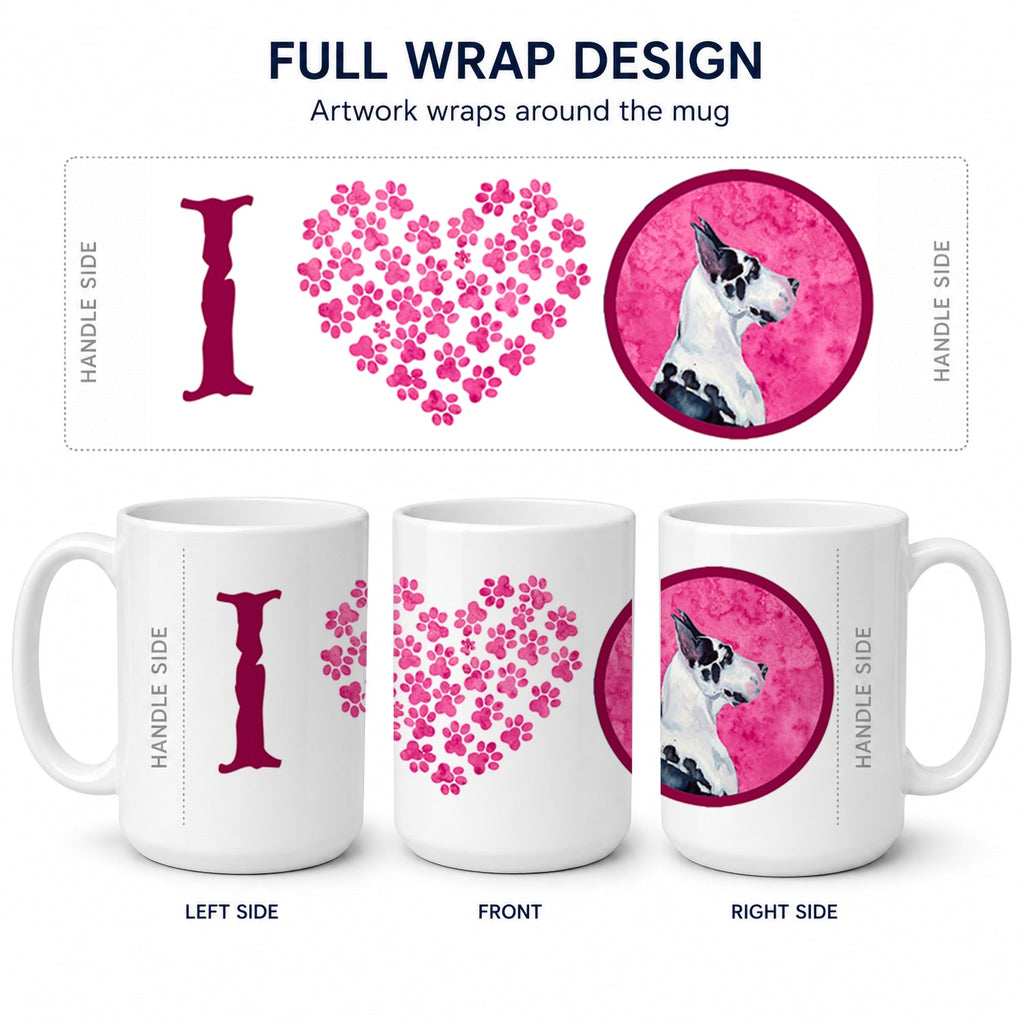 Pink Great Dane Ceramic Coffee Mug 15 oz Decorative Large C Handle Mug Cup for Tea, Cocoa Hot Chocolate