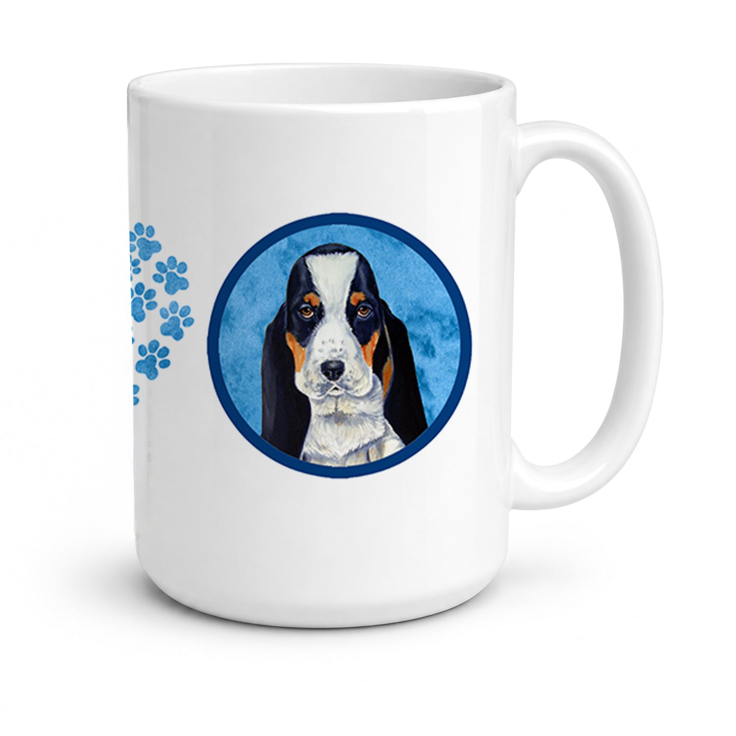 Blue Basset Hound Ceramic Coffee Mug 15 oz Decorative Large C Handle Mug Cup for Tea, Cocoa Hot Chocolate