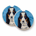 Blue Basset Hound Set of 2 Cup Holder Car Coasters Absorbent Round Sandstone Coasters Gifts for Men or Women, 2.5, Multicolor