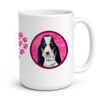Pink Basset Hound Ceramic Coffee Mug 15 oz Decorative Large C Handle Mug Cup for Tea, Cocoa Hot Chocolate