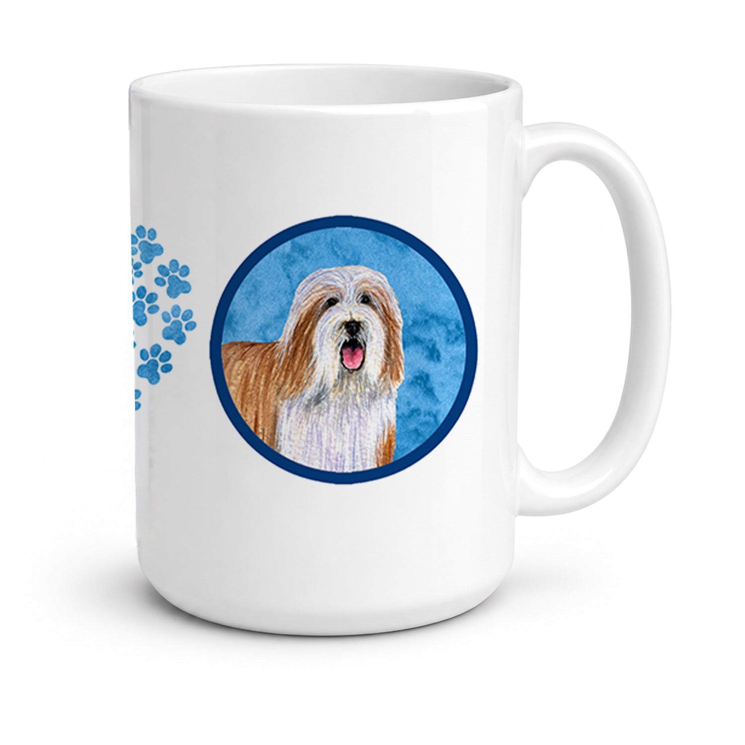 Blue Bearded Collie Ceramic Coffee Mug 15 oz Decorative Large C Handle Mug Cup for Tea, Cocoa Hot Chocolate