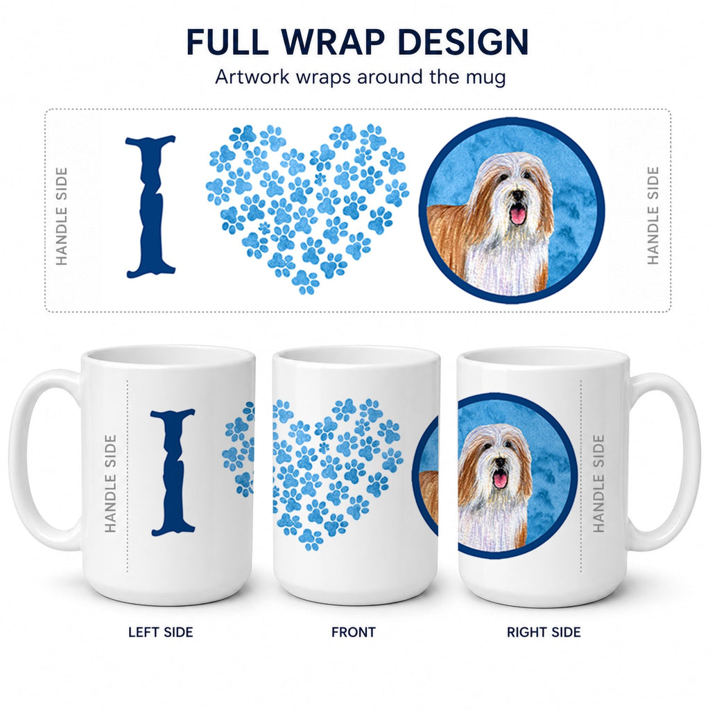 Blue Bearded Collie Ceramic Coffee Mug 15 oz Decorative Large C Handle Mug Cup for Tea, Cocoa Hot Chocolate